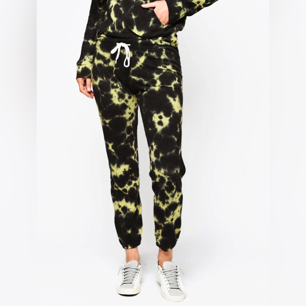 Monrow Vintage Black Out Tie Dye Sweatpants